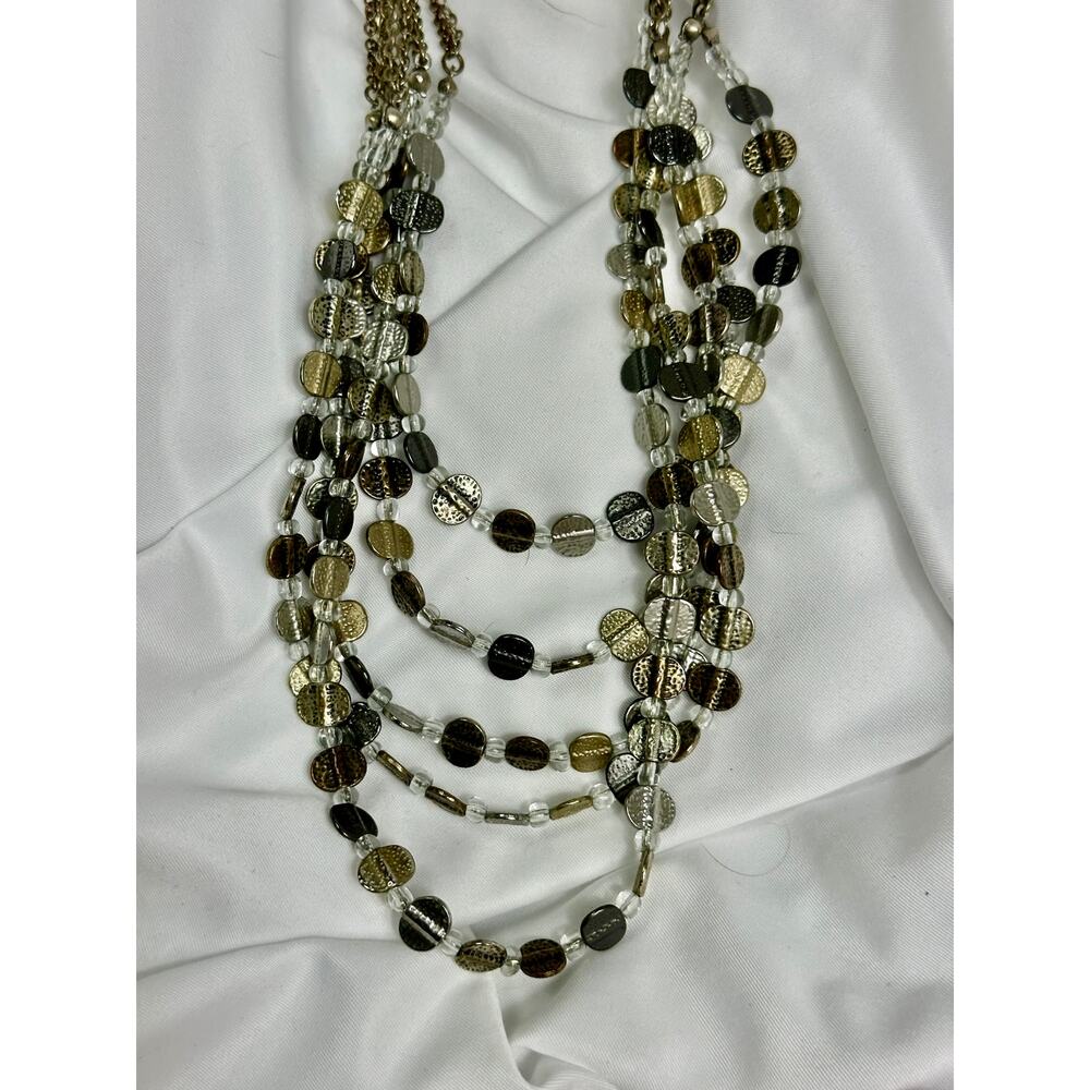 Chicos Vintage Silver & Goldtone Layered Necklace 5 Matching Bracelets Set - Picture 7 of 13